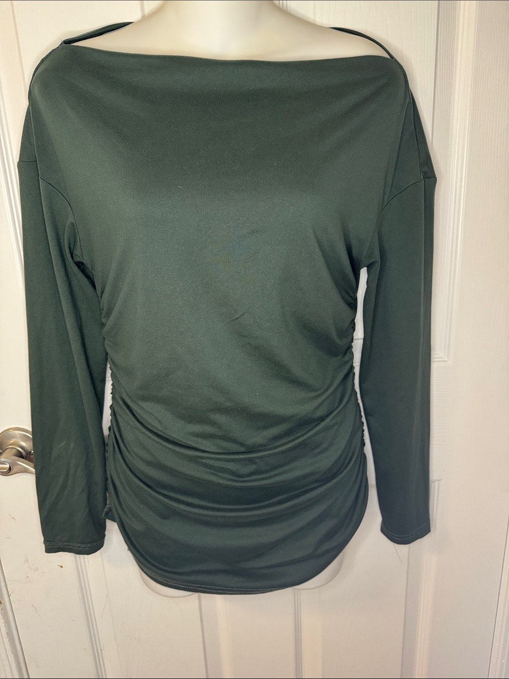 SHEIN Forest Green Boatneck Long Sleeve Top
